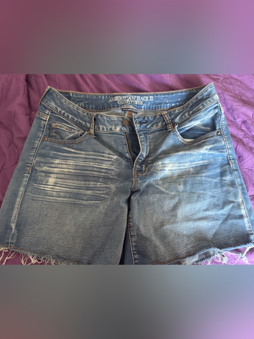 American Eagle Outfitters Distressed Light-Blue Denim Cutoff Shorts